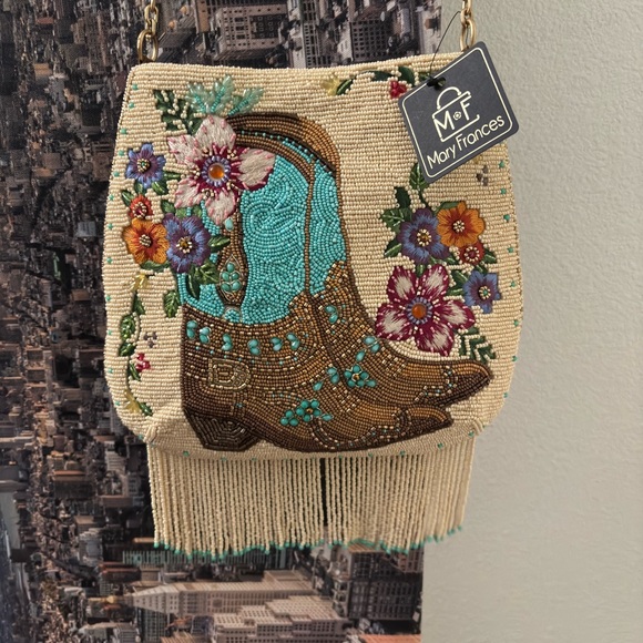 Mary Frances Beaded Boot and Floral Crossbody Bag - Turquoise and Brown - Picture 3 of 7